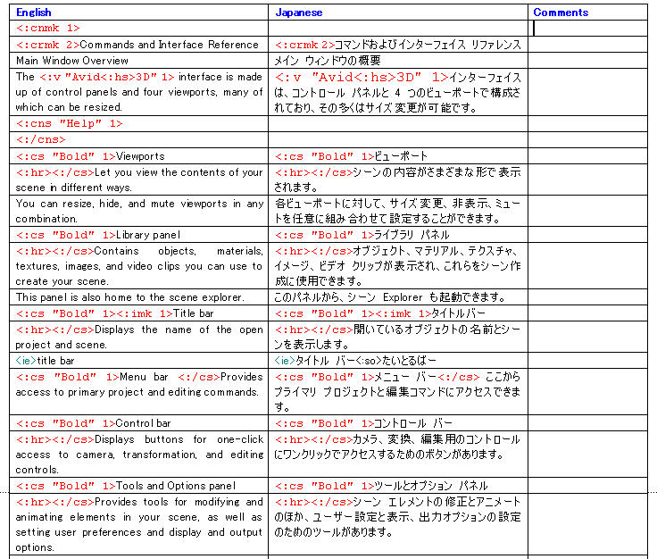 MS Word table format